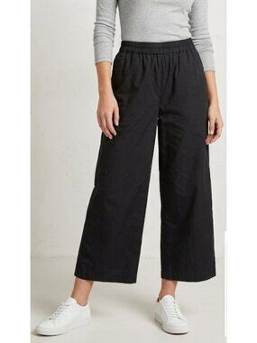 Nordstorm Black Cotton Wide Leg Hi Rise Pull On Pants Casual Womens Size L NWT